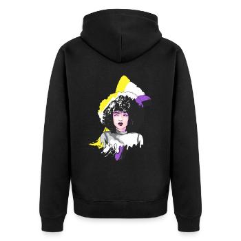 Afro Girl Nonbinary Pride Schwarze Geschichte Mela - Unisex Premium Bio Zip Hoodie - Schwarz - Hinten - Nico (187cm)