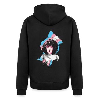 Afro Girl Transgender Flag Black History M - Veste à capuche bio Premium Unisexe - noir - Dos - Nico (187cm)