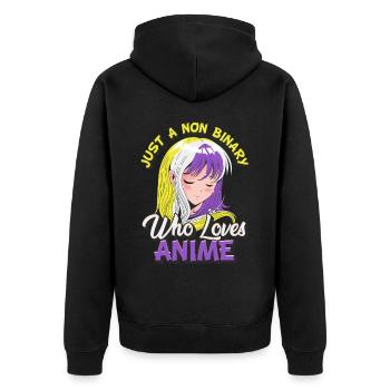 Non-binary anime girl Just a non-binary, - Unisex Premium Organic Zip Hoodie - black - Back - Nico (187cm)