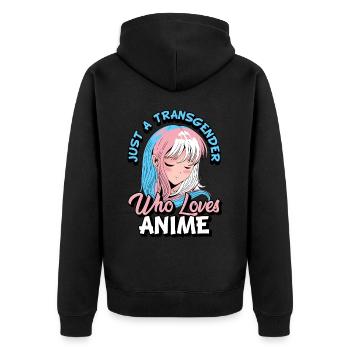 Fille d’anime trans juste une transgenre qui aime l’anime - Veste à capuche bio Premium Unisexe - noir - Dos - Nico (187cm)
