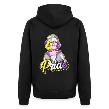 Nonbinary Pride Japonais Cool Anime Girl Non B - Veste à capuche bio Premium Unisexe - noir - Dos - Nico (187cm)