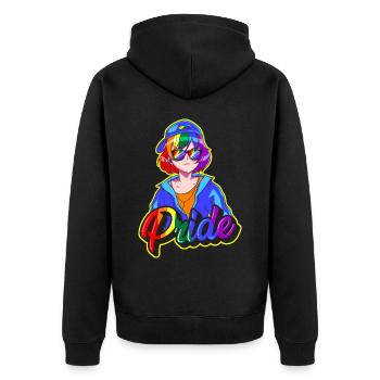 Gay Pride Japonais Cool Anime Girl Reg - Veste à capuche bio Premium Unisexe - noir - Dos - Nico (187cm)