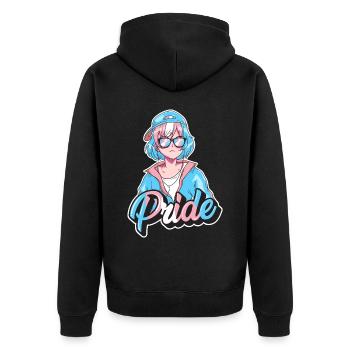Transgender Pride Japonais Cool Anime Girl Tra - Veste à capuche bio Premium Unisexe - noir - Dos - Nico (187cm)
