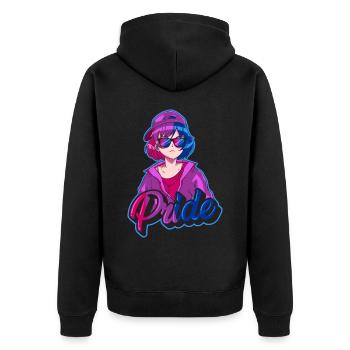 Bisexual Pride Bi Japanese Cool Anime Girl Bi - Unisex Premium Organic Zip Hoodie - black - Back - Nico (187cm)