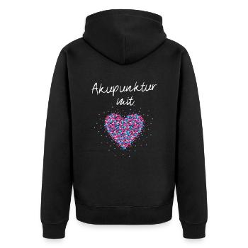 Akupunktur mit Herz Akupunkteur Akupunkturtherapie - Unisex Premium Bio Zip Hoodie - Schwarz - Hinten - Nico (187cm)