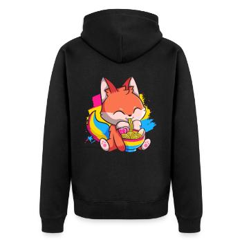 Pansexual Pride Kawaii Fox Ramen Noodles Panse - Veste à capuche bio Premium Unisexe - noir - Dos - Nico (187cm)