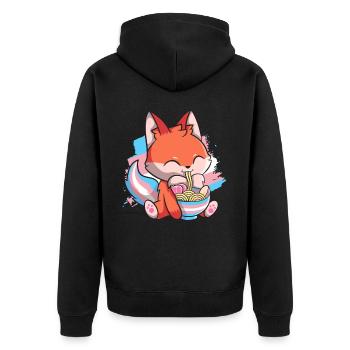 Transgender Pride Kawaii Fox Ramen Noodles Trans - Veste à capuche bio Premium Unisexe - noir - Dos - Nico (187cm)