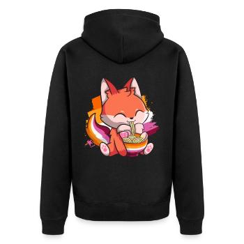 Lesbian Pride Gay Kawaii Fox Ramen Noodles Le - Veste à capuche bio Premium Unisexe - noir - Dos - Nico (187cm)