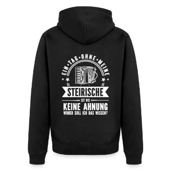 Tag ohne Steirische Akkordeon Ziehharmonika - Unisex Premium Bio Zip Hoodie - Schwarz - Hinten - Nico (187cm)