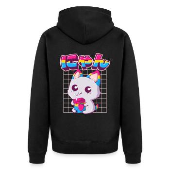 Pansexual Pride Kawaii Cat Lait de fraise Pansex - Veste à capuche bio Premium Unisexe - noir - Dos - Nico (187cm)
