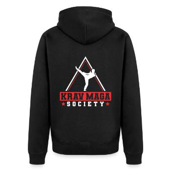Krav Maga Apparel Israeli Self - Unisex Premium Organic Zip Hoodie - black - Back - Nico (187cm)
