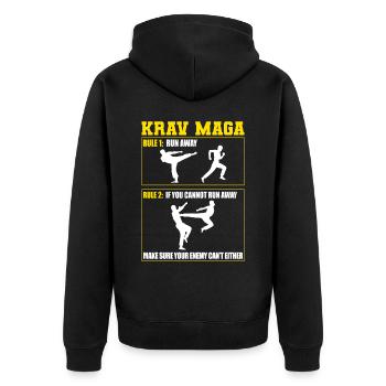 Krav Maga Apparel Israeli Self - Unisex Premium Organic Zip Hoodie - black - Back - Nico (187cm)