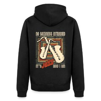 Saxophon Saxphonspieler - Unisex Premium Bio Zip Hoodie - Schwarz - Hinten - Nico (187cm)