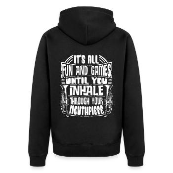 Trumpeter Trumpet Instrument Brass Music - Unisex Premium Organic Zip Hoodie - black - Back - Nico (187cm)