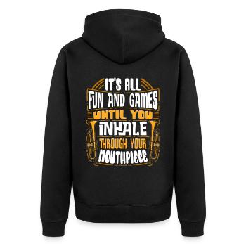 Trumpeter Trumpet Instrument Brass Music - Unisex Premium Organic Zip Hoodie - black - Back - Nico (187cm)