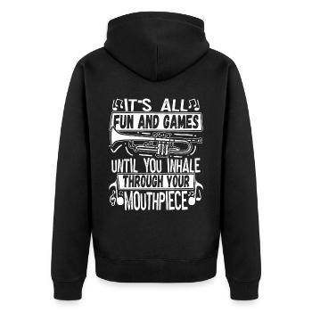 Trumpeter Trumpet Instrument Brass Music - Unisex Premium Organic Zip Hoodie - black - Back - Nico (187cm)