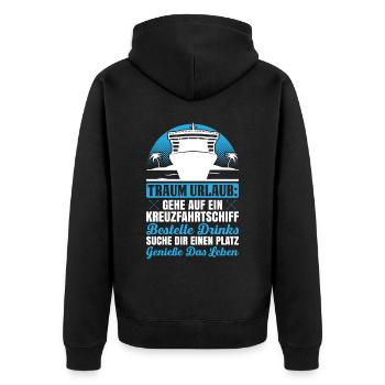 Traum Urlaub: Gehe Auf Ein Kreuzfahrtschiff - Unisex Premium Bio Zip Hoodie - Schwarz - Hinten - Nico (187cm)
