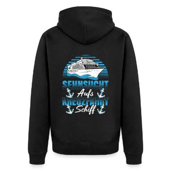 Sehnsucht Aufs Kreuzfahrt Schiff Urlaub - Unisex Premium Bio Zip Hoodie - Schwarz - Hinten - Nico (187cm)