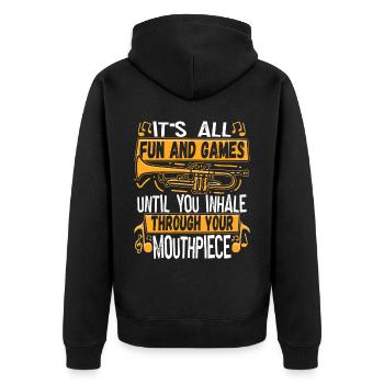 Trumpeter Trumpet Instrument Brass Music - Unisex Premium Organic Zip Hoodie - black - Back - Nico (187cm)