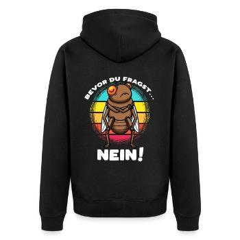 Retro Zikade Insekt Stur Nein Entomologie - Unisex Premium Bio Zip Hoodie - Schwarz - Hinten - Nico (187cm)