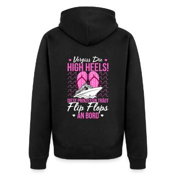 Diese Prinzessin Trägt Flip Flops An Bord - Unisex Premium Bio Zip Hoodie - Schwarz - Hinten - Nico (187cm)