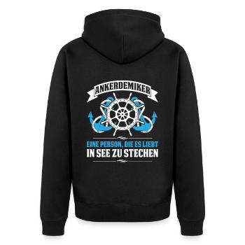 Ankerdemiker Person Die Es Liebt In See Zu Stechen - Unisex Premium Bio Zip Hoodie - Schwarz - Hinten - Nico (187cm)