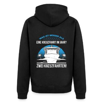 Was Ist Besser Als Eine Kreuzfahrt Im Jahr - Unisex Premium Bio Zip Hoodie - Schwarz - Hinten - Nico (187cm)