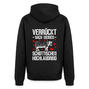 Verrückt Nach Meinem Schottischen Hochlandrind - Unisex Premium Bio Zip Hoodie - Schwarz - Hinten - Nico (187cm)