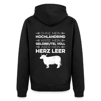 Ohne Mein Hochlandrind Wäre Mein Geldbeutel Voll - Unisex Premium Bio Zip Hoodie - Schwarz - Hinten - Nico (187cm)