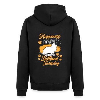 Shetland Sheepdog glücklich britischer Sheepdog - Unisex Premium Bio Zip Hoodie - Schwarz - Hinten - Nico (187cm)