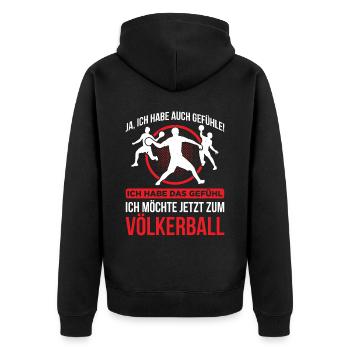 Ich Habe Das Gefühl Ich Möchte Zum Völkerball - Unisex Premium Bio Zip Hoodie - Schwarz - Hinten - Nico (187cm)