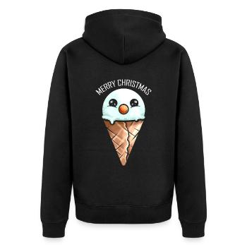 Snowman Ice Cone Merry Christmas - Unisex Premium Bio Zip Hoodie - Schwarz - Hinten - Nico (187cm)