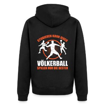 Studieren Kann Jeder Völkerball Spielen Nur Besten - Unisex Premium Bio Zip Hoodie - Schwarz - Hinten - Nico (187cm)