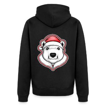 Ours polaire avec chapeau de Père Noël pour Noël - Veste à capuche bio Premium Unisexe - noir - Dos - Nico (187cm)
