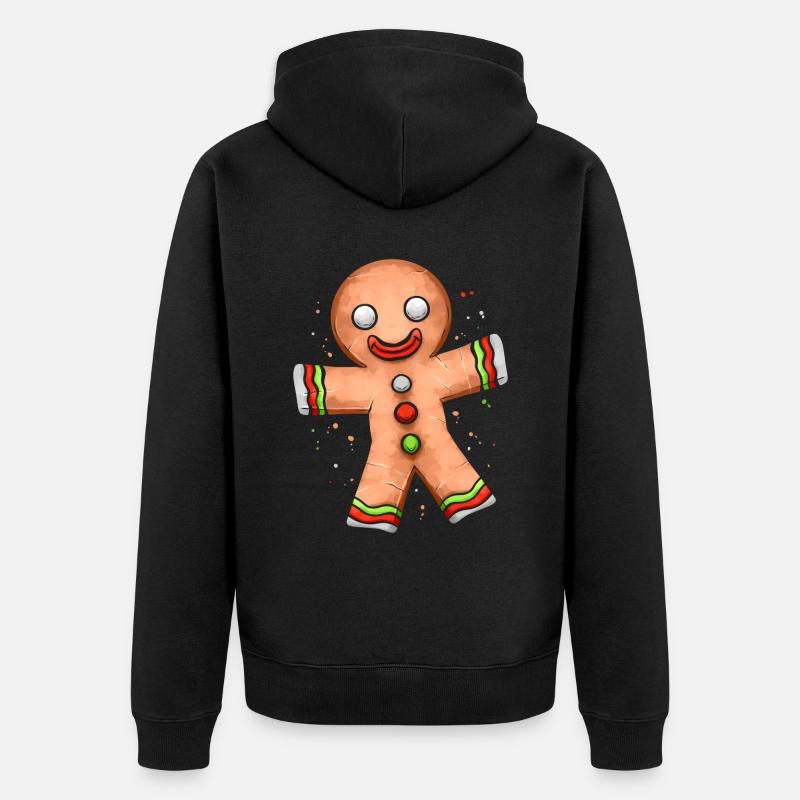 Gingerbread Man Joyeux Noël - Veste à capuche bio Premium Unisexe - noir