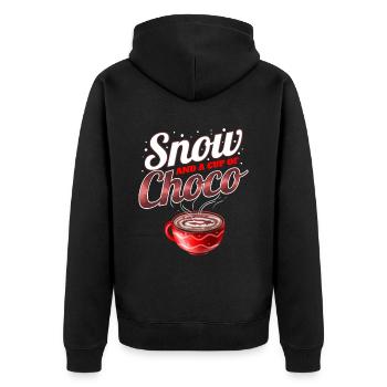 Cacao, neige et une tasse de Choco pour Noël - Veste à capuche bio Premium Unisexe - noir - Dos - Nico (187cm)