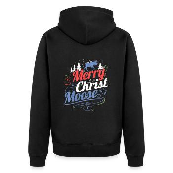 Merry Christ Moose Merry Christmas - Unisex Premium Bio Zip Hoodie - Schwarz - Hinten - Nico (187cm)