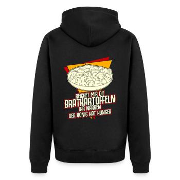 Bratkartoffeln Spruch Bratkartoffel - Unisex Premium Bio Zip Hoodie - Schwarz - Hinten - Nico (187cm)