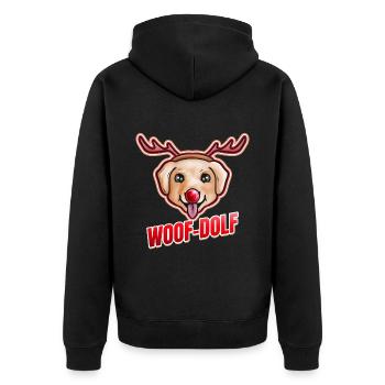 Chien déguisé en Rudolph le renne Woof-dolf - Veste à capuche bio Premium Unisexe - noir - Dos - Nico (187cm)