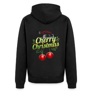 Cherry Christmas Santas Hat Merry Christmas - Unisex Premium Bio Zip Hoodie - Schwarz - Hinten - Nico (187cm)