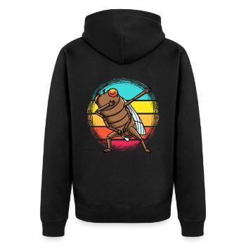 Retro Dabbing Zikade Insekt Vintage Entomologie - Unisex Premium Bio Zip Hoodie - Schwarz - Hinten - Nico (187cm)