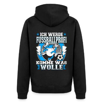 Fußball Fussballprofi Fußballspieler Junge Spruch - Unisex Premium Bio Zip Hoodie - Schwarz - Hinten - Nico (187cm)