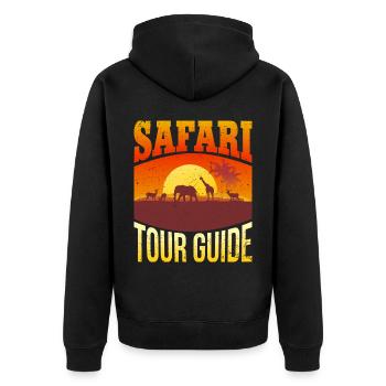 Safari Tour Guide Africa Vintage Wild Animals - Unisex Premium Organic Zip Hoodie - black - Back - Nico (187cm)