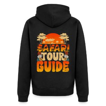 Safari Tour Guide Africa Vintage Wild Animals - Unisex Premium Organic Zip Hoodie - black - Back - Nico (187cm)