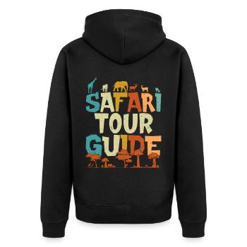 Safari Tour Guide Africa Vintage Wild Animals - Unisex Premium Organic Zip Hoodie - black - Back - Nico (187cm)