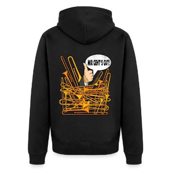 Posaune Instrument Posaunenbläser Blechblasmusik - Unisex Premium Bio Zip Hoodie - Schwarz - Hinten - Nico (187cm)