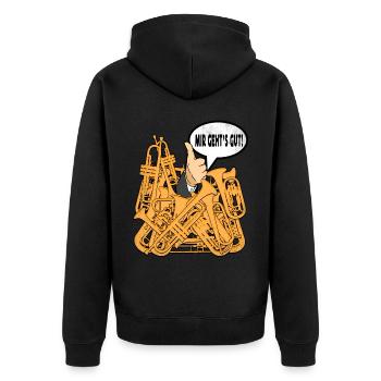 Trompete Blechblasinstrument Trompeter - Unisex Premium Bio Zip Hoodie - Schwarz - Hinten - Nico (187cm)