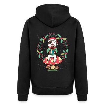 Miniature Bull Terrier Dog Christmas Wreath - Unisex Premium Organic Zip Hoodie - black - Back - Nico (187cm)