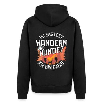 Wandern Hunde Hund Berge Wanderer Spruch Lustig - Unisex Premium Bio Zip Hoodie - Schwarz - Hinten - Nico (187cm)