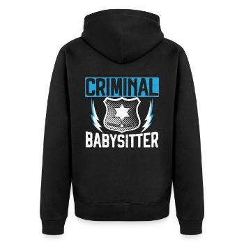 Krimineller Babysitter Gefängniswärter Strafvollzugsbeamter - Unisex Premium Bio Zip Hoodie - Schwarz - Hinten - Nico (187cm)